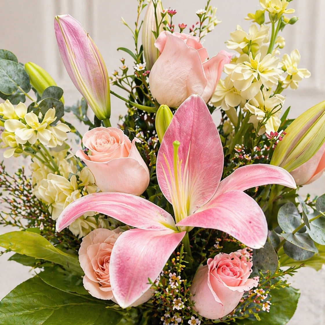 Pink Lily & Rose Elegance Vase