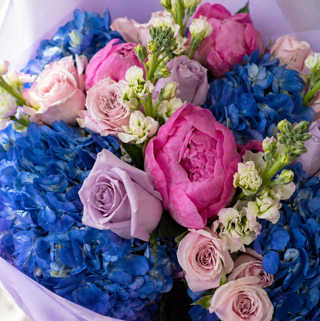 Lavender Garden Luxe – Premium Peony & Hydrangea Bouquet