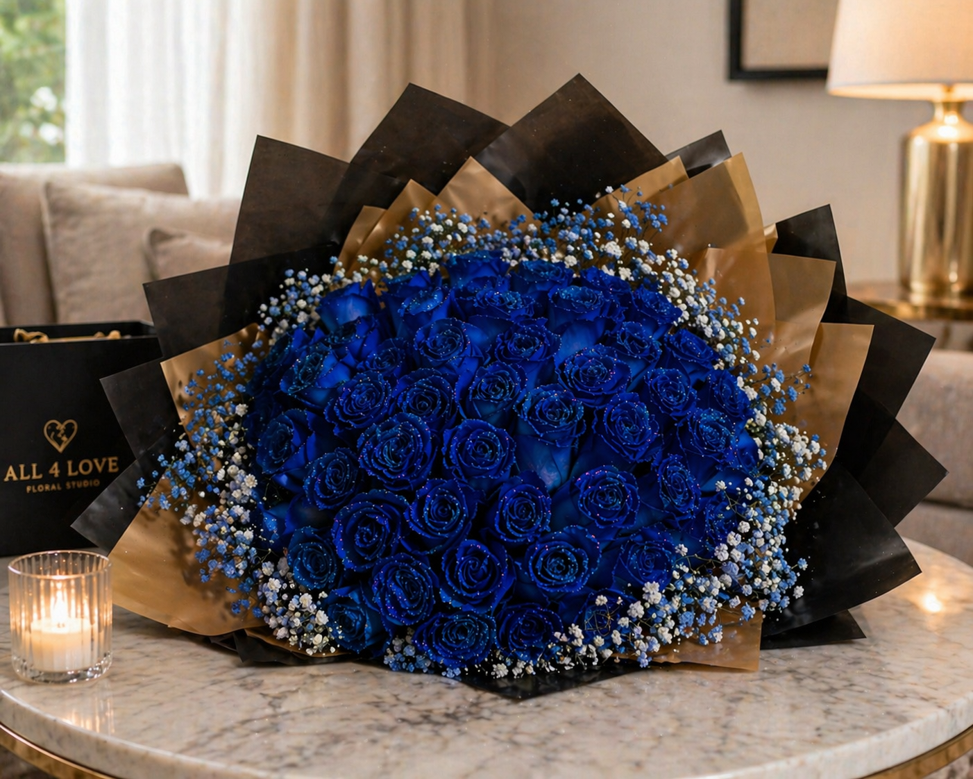 Midnight Sapphire 50 Rose Bouquet