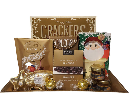 Santa treat, chocolate, crackers, jams
